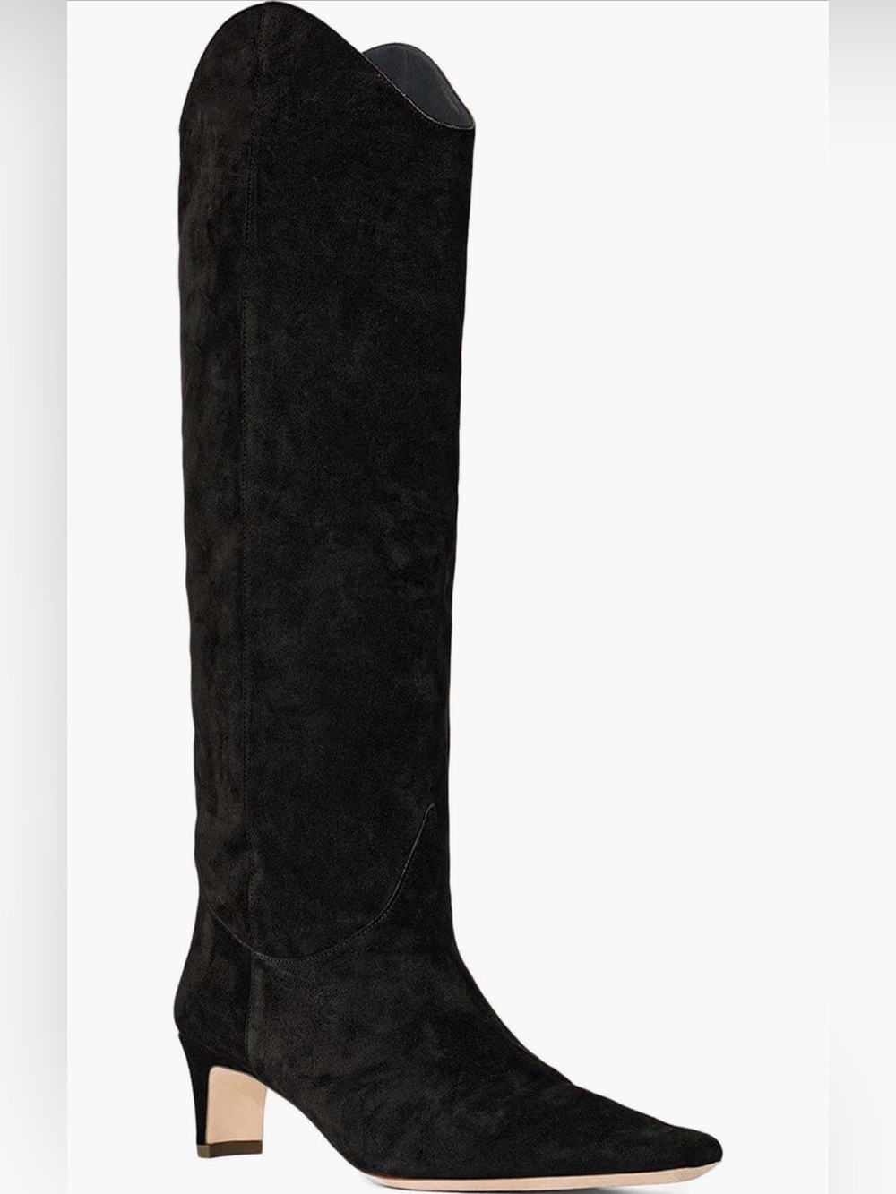 STAUD Wally Western Black Over-the-Knee Suede Boot